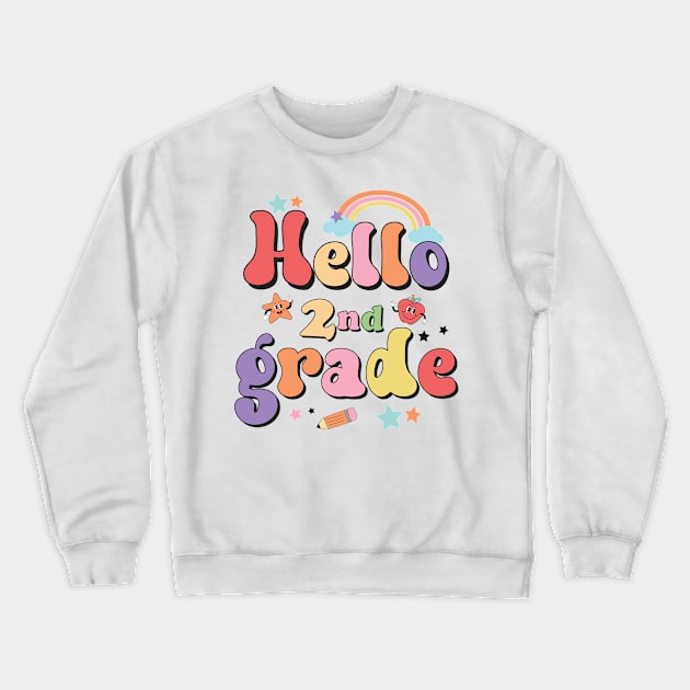 Hello Second Grade Team 2nd Grade Back to School Teacher Kids Crewneck Sweatshirt by Charaf Eddine